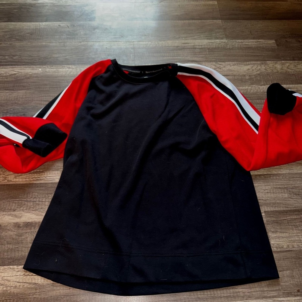 Sports Illustrated Mens Large Red Black Colorblock Raglan Sleeve Sweatshirt NWT